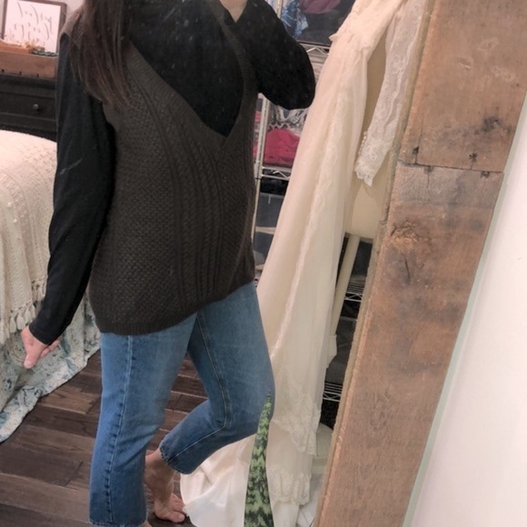 Talbots vintage brown knit sweater vest size large cotton cashmere blend - Picture 2 of 6